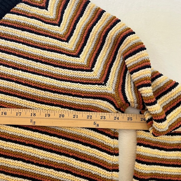 Madewell Arden VNeck Multi Cotton Slouchy Striped Sweater Sz XL 90s Gilmore Girl - Picture 8 of 10